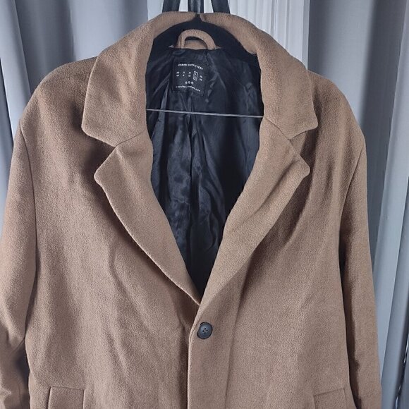 Urban Outfitters Men's Wool Blend Brown 3 Button 2 Pocket Trench Coat Size Large - Picture 2 of 15